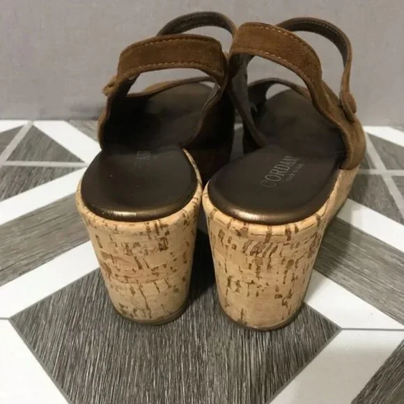 Cordani Cinnamon Made In Italy Suede Open Toe Wedges Sz-8 - Picture 6 of 9